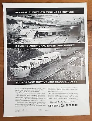Vintage 1961 General Electric GE Poster: Mining Locomotive Rail Road Car • $25.95