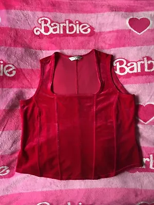 Dorthy Perkins Sleeveless Pink Crushed Velvet Top Whimsy Goth Size 20 • £5