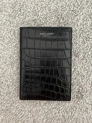 100% Authentic Saint Laurent Black Croc Embossed Leather Passport Holder EUC • $200