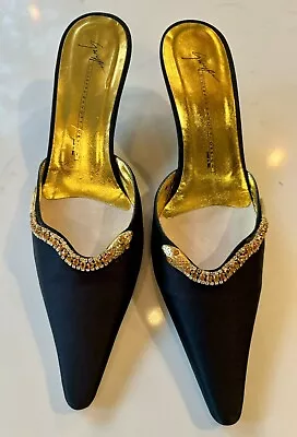 Vintage Giuseppe Zanotti Vicini Rhinestone Snake Embellished Mules Heels 7.5 • $350