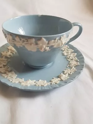 £4 • Buy Wedgwood Queen’s Ware, Cup & Saucer  White On Blue  Grapevine Vintage No:3