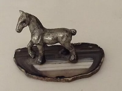 Vintage Tin  Metal Horse Sculpture / Figurine On  3.5  X 2  Base • $9