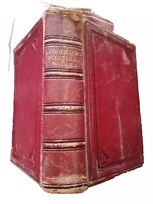 1877 Longfellow Poetical Works Lansdowne Poets Rare Leather First Edition Book • £29.99