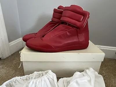 Maison Martin Margiela Paris 22 Future High Top Red Leather Sneaker Size 42 1/2 • $450