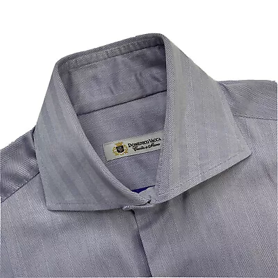 Mens 15 / M  Domenico Vacca Lavender Herringbone Cotton Dress Shirt Made Italy • $39.95