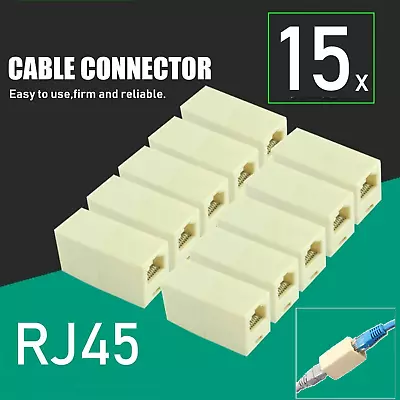 15x RJ45 Coupler Cat6 Cat5e Ethernet Cable Extender Joiner LAN Adapter Connector • $12.49