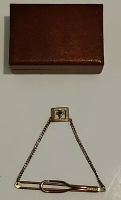 Vintage 1940s Swank Gold-Tone Tie Bar Clip With Chain And Masonic Emblem • $7.50