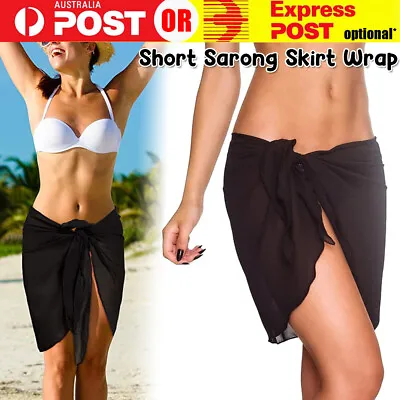 Women Sarong Skirt Wrap Short Cover Up Pareo Swim Beach Bikini Beachwear Dress • $6.95