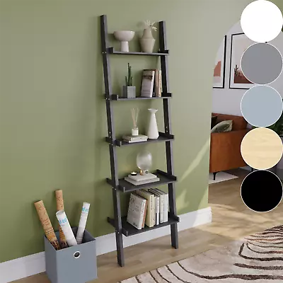 Ladder Shelving Bookcase 3 4 5 Tier Display Storage Shelf Unit Stand Wall Rack • £16.99