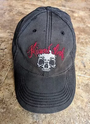 Miami Ink Hat Ball Cap Black Embroidered Skull Adjustable Snap Back • $11