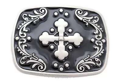 Men Women Silver Metal Belt Buckle Western Fashion Iron Cross Weekend • $11.95