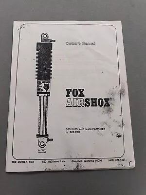 VINTAGE MOTOCROSS FOX MOTO X Air Shox Manual • $20