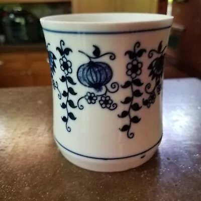 Vienna Woods Blue Onion Jar Cup Flowers Vines~~No Lid • $12.50