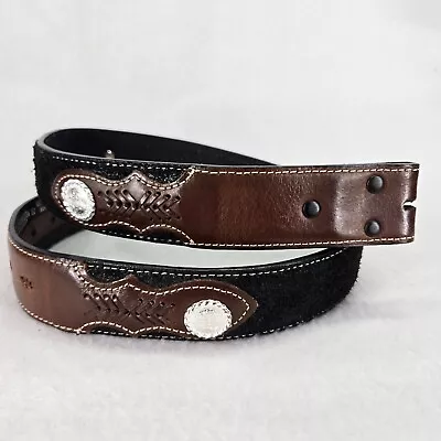 Nocona Belt Mens 32 Brown Black Leather Western Aztec Cowboy Southwestern Buckle • $39.99