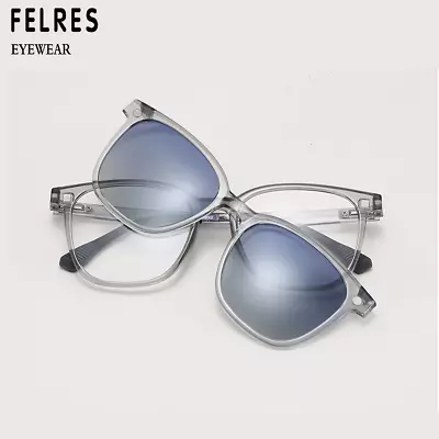 Magnetic Polarized Clip On Sunglasses For Men Women Clear Lens Glasses Frames • $13.39