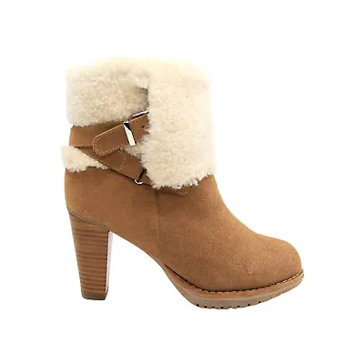 UGG Stiletto Ankle Boots Womens High Heel Boots Premium Sheepskin Wool Chestnut • $83.54