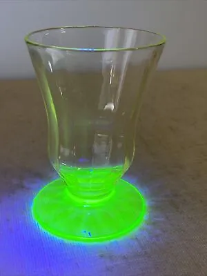 Tiffin Watermelon Uranium Depression Glass GLOWS Footed Juice Liquor Granny Core • $19.95