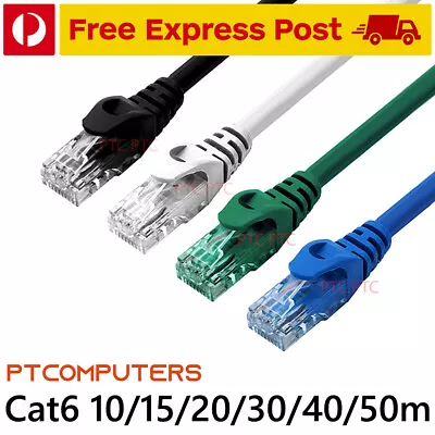 5m 10m 15m 20m 30m 40m 50m Cat6 RJ45 UTP Ethernet Network Lan Data Patch Cable • $15.95