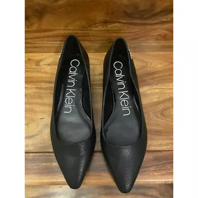 Calvin Klein Size 8 Black Flats Faux Leather • $25