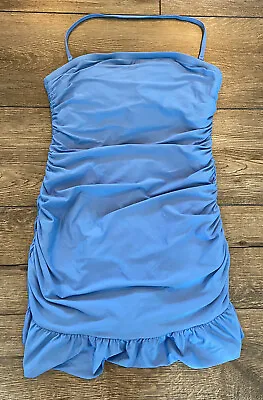 NWT J.Crew Bathing Suit Ruched Bandeau Swim Dress Blue Size 4 New • $39.99