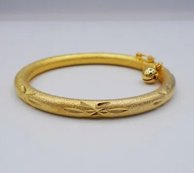$35.48 • Buy Gold Bangle 18K 23K 24K Thai Baht Yellow Gold Plated Bracelet Jewelry For Her