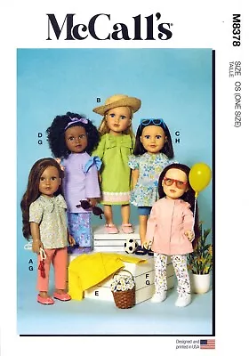 McCall 8378 Doll Clothes 18  Top Dress Leggings Short Jacket Craft Pattern • $9.95