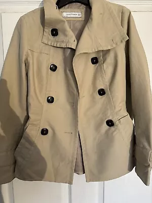 Womens Zara Short Trench Coat Jacket Tan Size XS Small • $15