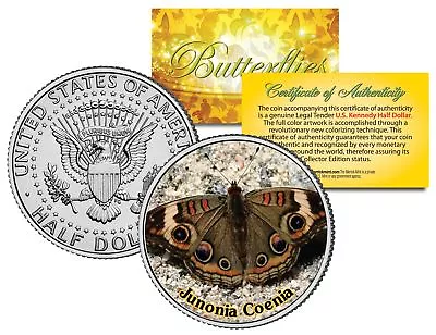 $8.95 • Buy JUNONIA COENIA BUTTERFLY  JFK Kennedy Half Dollar US Colorized Coin