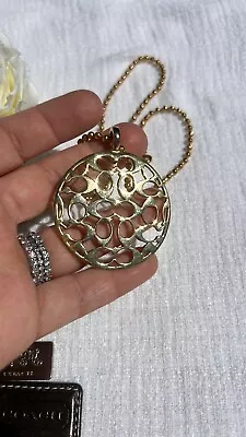 Coach Vintage Beautiful Signature C Gold Plated Medallion Pendant Y2K Necklace. • $88