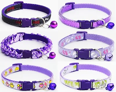 £3.99 • Buy Purple Dog Collar Puppy Small XS Tiny Strong Clip Male Female Girl Nylon Cute UK