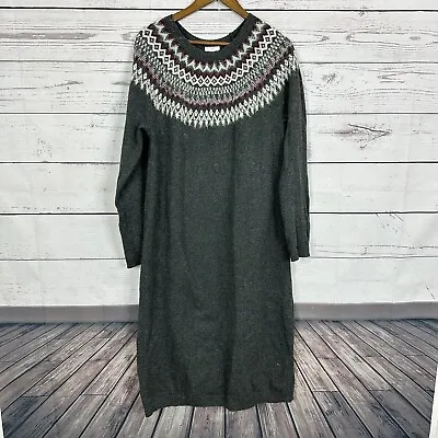 J Jill Sweater Dress Womens Medium Tall Gray Fair Isle Stretch Knit Lagenlook • $29.99