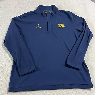 Air Jordan Michigan Wolverines Polo Shirt Mens XL Blue Yellow Logo Dri-fit • $24.99