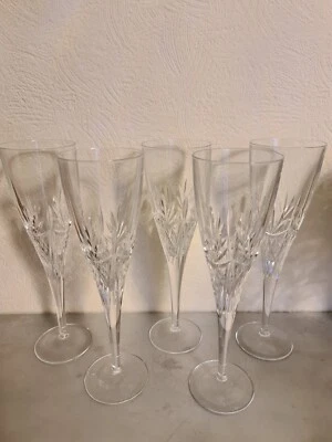 £59.99 • Buy Etched 5 X  Edinburgh Crystal  AYR   Cut CHAMPAGNE FLUTES. VGC 