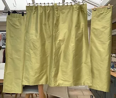 £17.50 • Buy A Pair Of Citrus Coloured Silk Curtains+one Wider Identical Curtain/all 53  Drop