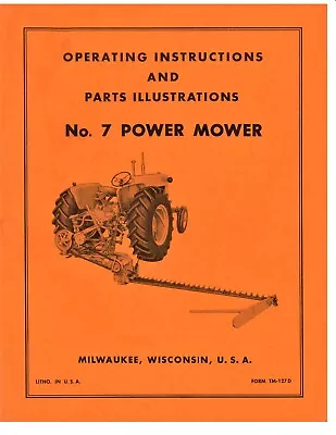Allis Chalmers CA No. 7 Power Snap Coupling Sickle Mower Owner's Parts Manual • $25