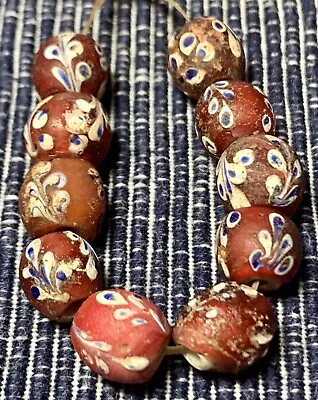 RARE!  Antique Venetian Red Floral Fancy Beads. African Trade Beads • $40