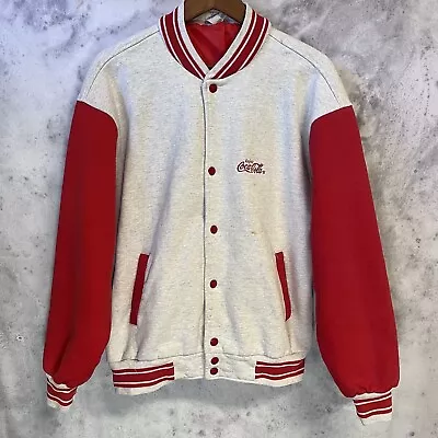 Vintage Coca Cola Jacket Adult XL Snap Fruit Of The Loom Gray Red Embroidered G2 • $31.49