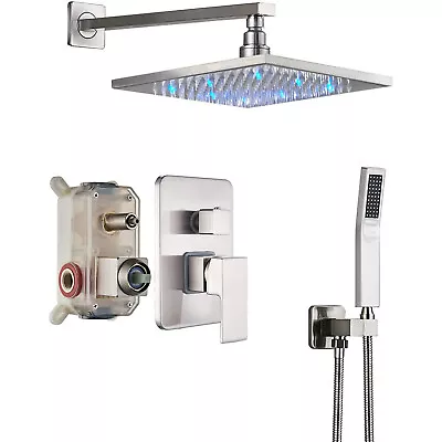 Bathroom 8 10 12 16  Rainfall Shower Faucet System W/Hand Sprayer Brushed Nickel • $85