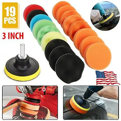 19pc 3  Car Buffing Pads Polishing Sponge Set Waxing Foam Polisher Kit For Drill • $10.48