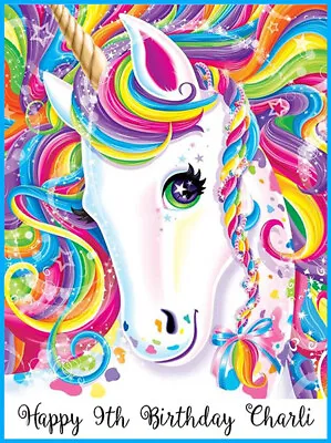 $13.95 • Buy Personalised Edible Rainbow Unicorn Cake Topper  Decoration Image Birthday Wafer