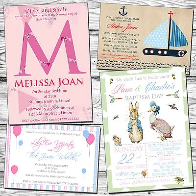 10 Personalised Christening Naming Day Baptism Invitations Party Thank You Cards • £6.86