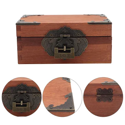 £9.95 • Buy S-L Vintage Wooden Storage Box Memory Keepsake Chest Lockable Organizer With Key