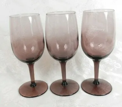 3 Libbey Stemware Wine Glasses Pink Plum Purple Ombre 6  Vintage • $17.99