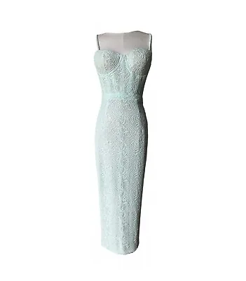 ELLE ZEITOUNE Sage Green Lace Embroided Midi Dress • $190