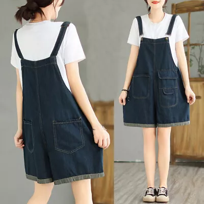 Women Jumpsuits Denim Shorts Loose Suspender Trousers Overalls Short Jeans • $40.57