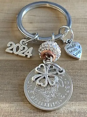 75th Birthday Polished 1949 Lucky Shilling Coin & Charm Keyring In Gift Bag • £9.99