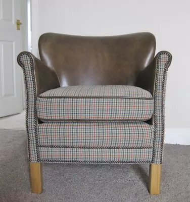 £520 • Buy Halo Little Professor Fabric & Green Leather Chair