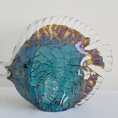 Vintage MURANO ART GLASS ANGEL FISH FIGURINE BLUE AND COPPER  • $40