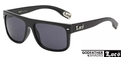 LOCS 91147 Black Sunglasses | Original Gangster FLAT TOP Cholo Mad Dogger Shades • $29.95