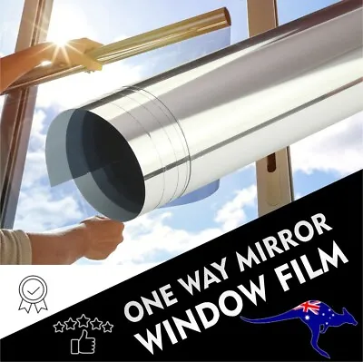 $132 • Buy One Way Silver Reflective Mirror Window Tint Glass Block Heat UV Glare Film